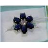 Image 1 : #42-NATURAL BLUE SAPPHIRE & CZ .925 RING SIZE 9