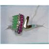 Image 1 : #57-NATURAL EMERALD,RUBY &CZ .925 RING SIZE 7.5