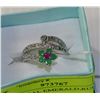 Image 1 : #58-NATURAL EMERALD,RUBY &CZ .925 RING SIZE 9