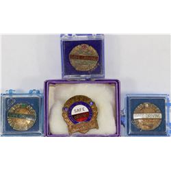 TT.SET OF 4 VINTAGE ENAMEL SAFE DRIVING PINS