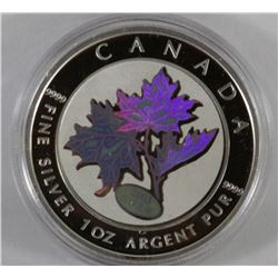 2003 1OZ HOLOGRAM SILVER MAPLE LEAF $5 COIN