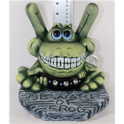 10" BEWARE OF FROG GARDEN STATUE