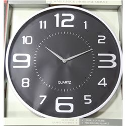 NEW 18" MODERN SILVER TONE WALL CLOCK