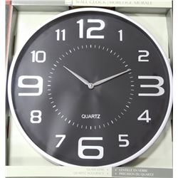 NEW 18" MODERN SILVER TONE WALL CLOCK