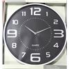 Image 1 : NEW 18" MODERN SILVER TONE WALL CLOCK