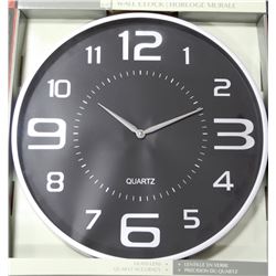 NEW 18" MODERN SILVER TONE WALL CLOCK