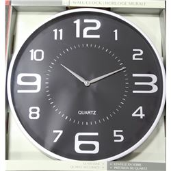 NEW 18" MODERN SILVER TONE WALL CLOCK