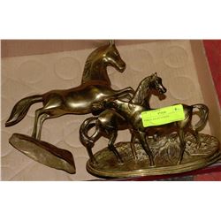 PAIR OF BRASS HORSES