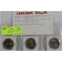 LOT OF 3 CANADIAN DOLLAR COINS INCL. WINNIPEG 100,
