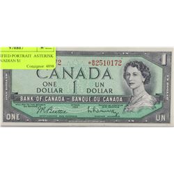 1954 MODIFIED PORTRAIT  ASTERISK ISSUE CANADIAN $1