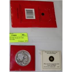 .9999 FINE SILVER YEAR OF THE DRAGON $10 COIN
