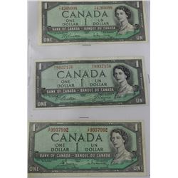 THREE 1954 MODIFIED PORTRAIT CANADIAN DOLLARS