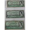 Image 1 : THREE 1954 MODIFIED PORTRAIT CANADIAN DOLLARS