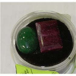 #29-NATURAL RUBY & NATURAL EMERALD 2PCS 36CT