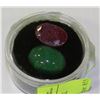Image 1 : #26-NATURAL RUBY & NATURAL EMERALD 2PCS 25.5CT