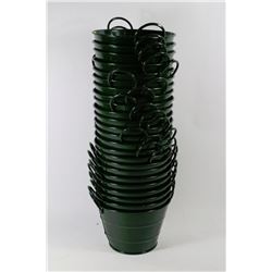 LOT OF 24 6 INCH GREEN STEEL PLANT POTS