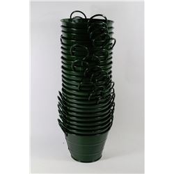 LOT OF 24 6 INCH GREEN STEEL PLANT POTS