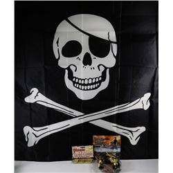 PIRATE ADVENTURE PACK. INCLUDES FULL SIZE FLAG,