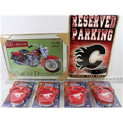 HARLEY DAVIDSON METAL PICTURE WITH FLAMES PARKING