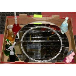 DECORATIVE ROUND MIRROR & AVON COLLECTIBLES