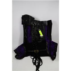 32" STEAMPUNK STEEL-BONED CORSET, PURPLE BROCADE