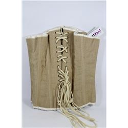 32" JUTE STEEL-BONED CORSET, ZIPPERED FRONT