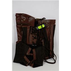 32" STEAMPUNK STEEL-BONED CORSET, BROWN BROCADE