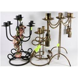 LOT OF 3 PAIRS OF CANDLE HOLDERS