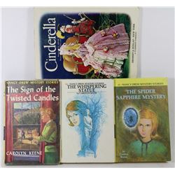BAG WITH VINTAGE 1970 CINDERELLA BOOK, NANCY DREW