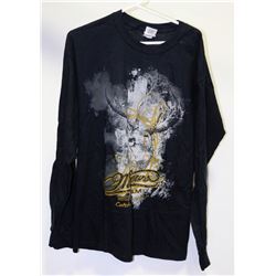 NEW BLACK LONG SLEEVE SHIRT WITH DEER GRAPHIC