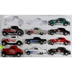TRAY OF 10 ASSORTED METAL CARS W/PULL BACK ACTION