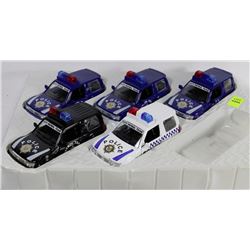 TRAY OF 5 POLICE VEHICLES W/PULL BACK ACTION