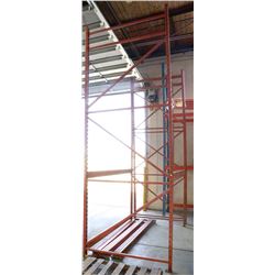 ORANGE PALLET RACKING INCLUDES THREE UPRIGHTS,