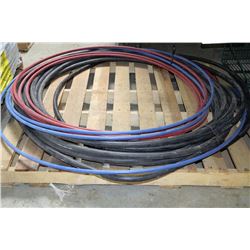 PALLET OF PVC TUBING INCL 3 SIZES:RED,BLACK & BLUE