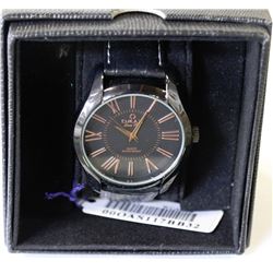 MENS OMAX WATCH - BLACK LEATHER STRAP