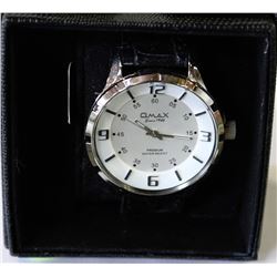 MENS OMAX WATCH - BLACK LEATHER STRAP