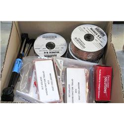 BOX OF MIG WIRE,MAGNIFYING LENS AND GAS SHOCKS