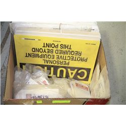 BOX OF TAGS/CAUTION DANGER SIGNS