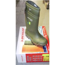DUNLOP SIZE 9 PROTECTIVE STEEL TOE RUBBER BOOTS