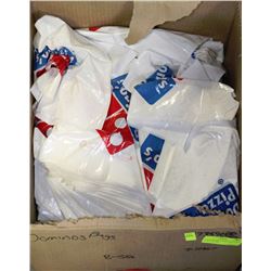 LARGE BOX OF T-SHIRT BAGS WITH DOMINOS LOGO