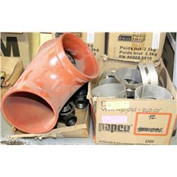 LOT OF 6 " T JUCTION,BOX OF SLEEVES & MISC T'S