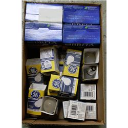 BOX OF BRITA WATER FILTERS AND LIGHT BULBS