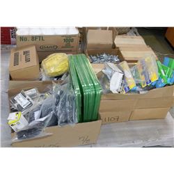 SKID OF METAL HANGERS/LIDS/FILTERS/GLOVES ETC
