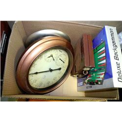 BOX WITH CLOCKS AND BACKGAMMON GAMES