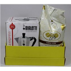 BIALETTI MOKA EXPRESS ESPRESSO MAKER W/ LARGE BAG