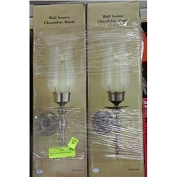 SET OF 2 NEW BRUSHED NICKEL WALL