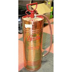VINTAGE BRASS PYRENE 2.5 GALLON PUMP TANK