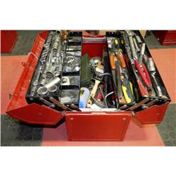 RED LARGE MASTERCRAFT TOOL BOX WITH TOOLS