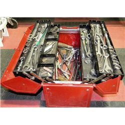 RED LARGE MASTERCRAFT TOOL BOX WITH TOOLS