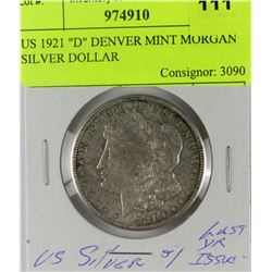 US 1921 "D" DENVER MINT MORGAN SILVER DOLLAR